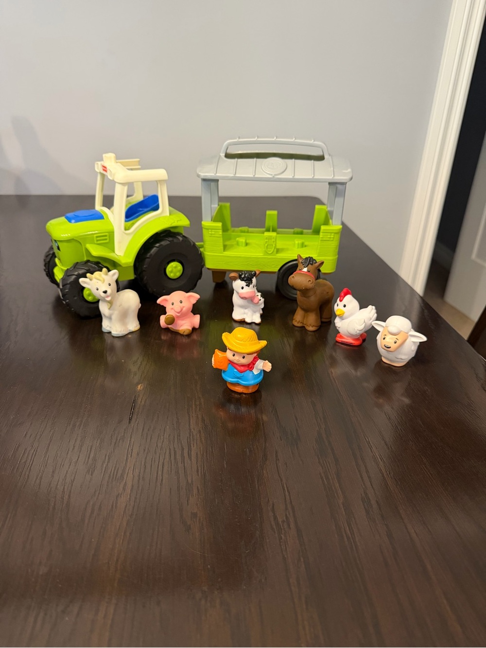Fisher-Price Green and Gray Farm Tractor Playset with Animal Figures